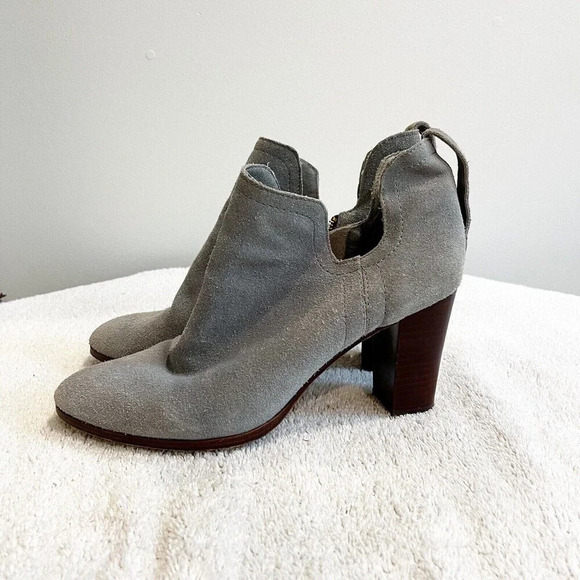 Charlotte Stone Cleo Grey Suede Ankle Booties Womens 10 Side Zip Heeled Boot - Picture 5 of 9